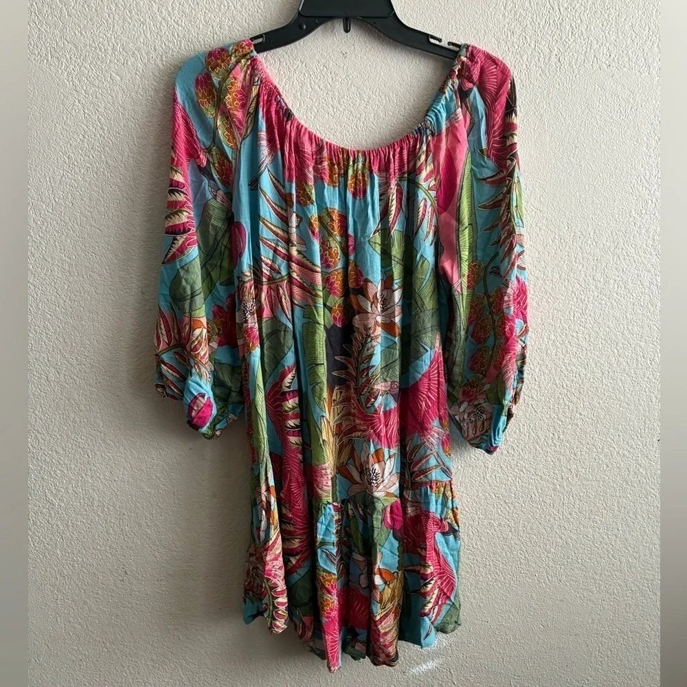 Rachel Roy Multi Print Swim Beach Cover Up Multi Color Overhead Dress M